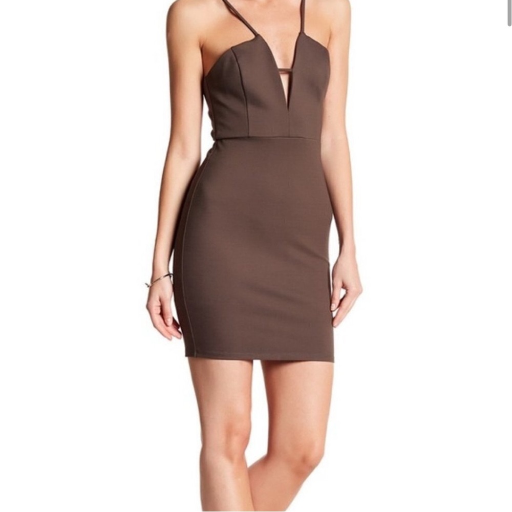 ASTR Mushroom Brown V Plunge Dress - M